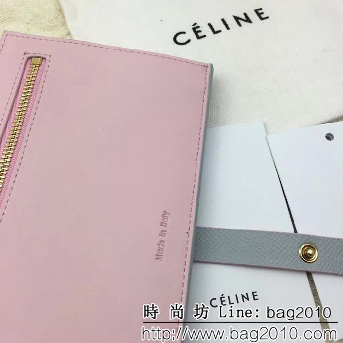 CELINE賽琳原單 專櫃 手掌紋牛皮搭扣拼色錢夾 4148 SL1686